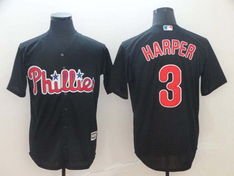 Men Philadelphia Phillies 3 Harper Black Game MLB Jerseys1